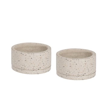 Set 2 ghivece și farfurii din terrazzo la forma lelis