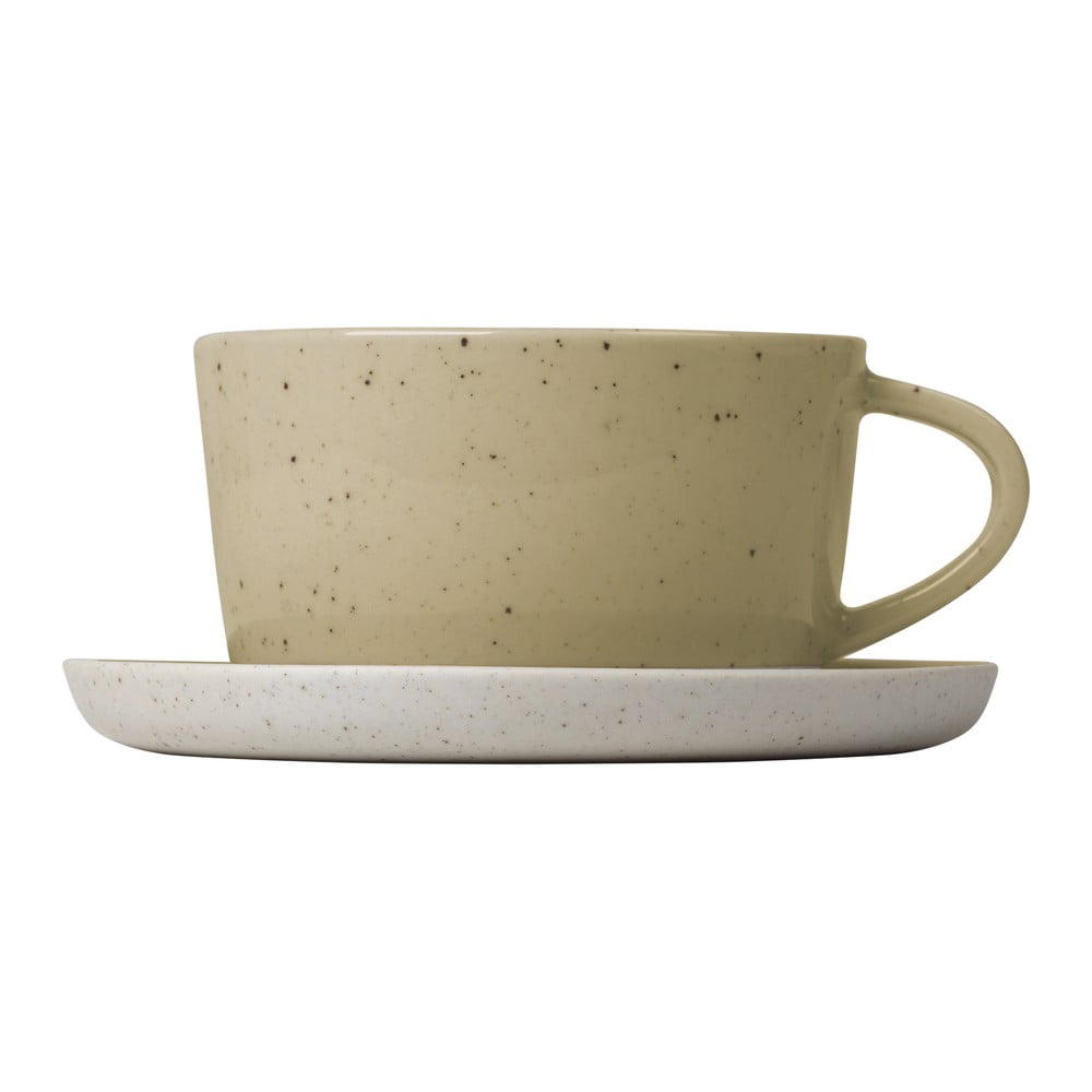 Set 2 cești de ceai din ceramică cu farfurii Blomus Sablo, 150 ml, bej Blomus imagine 2022