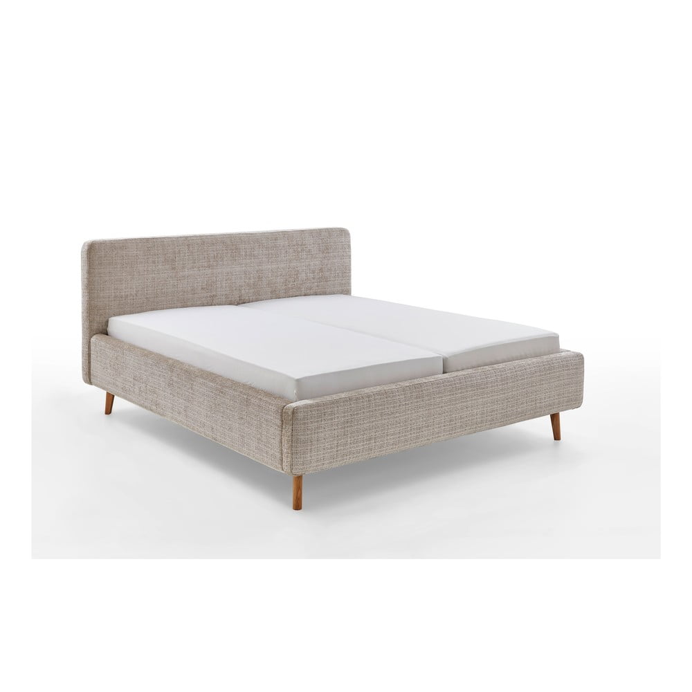 Pat matrimonial bej tapițat cu somieră 180x200 cm primavera – meise möbel