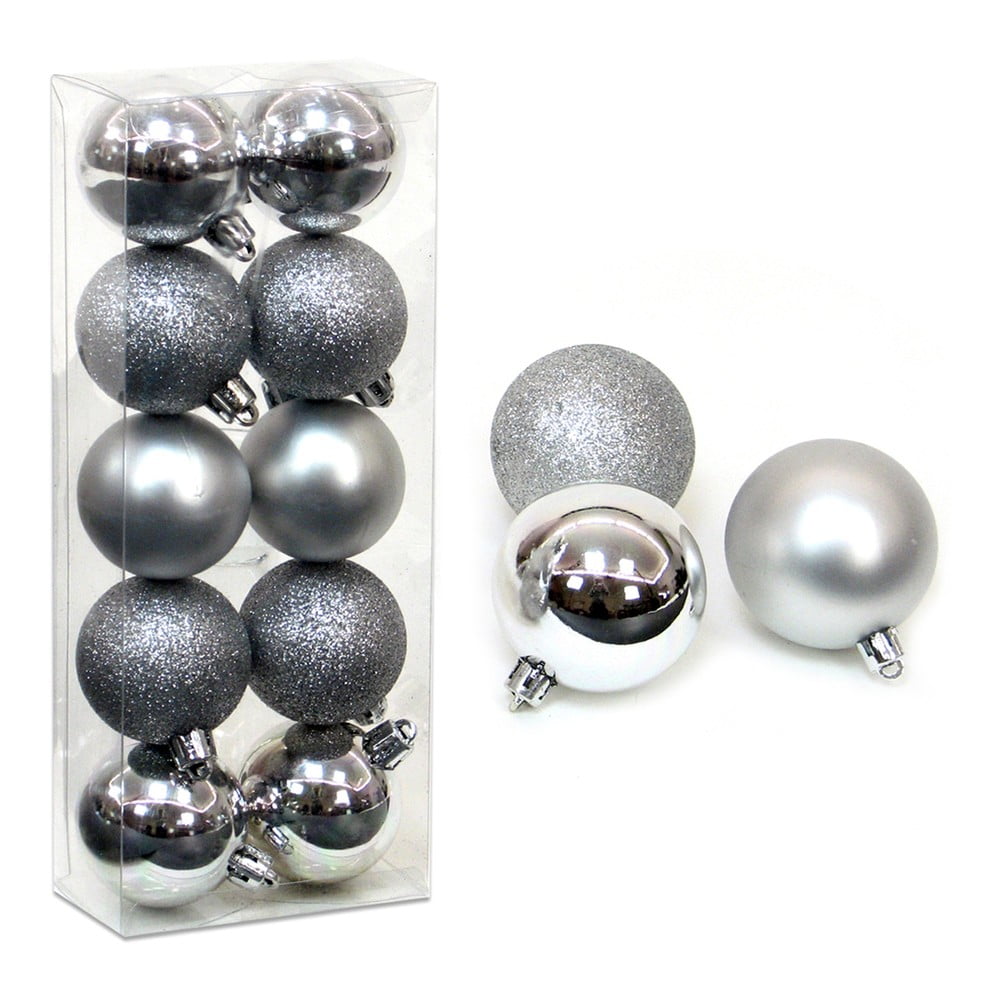 Poza Set 10 globuri argintii de Craciun Navidad Casa SelecciÃ³n, Ã¸ 5 cm