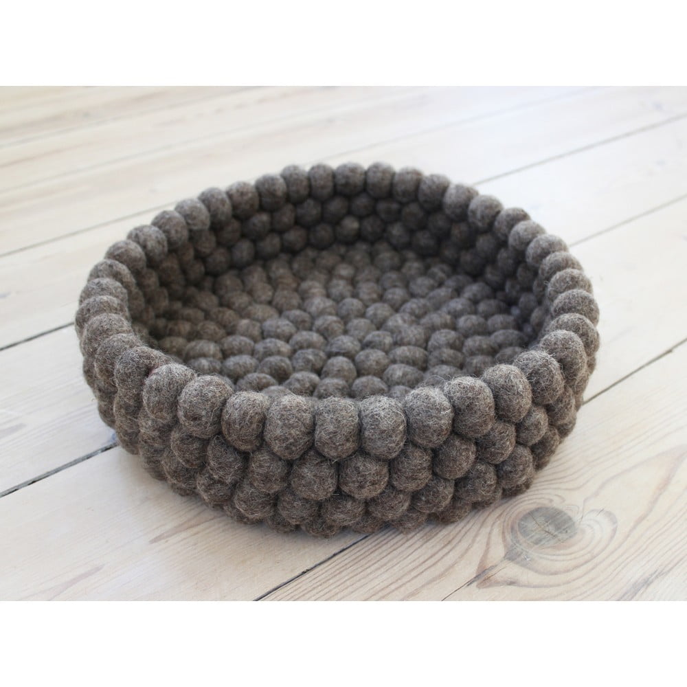 Coș depozitare cu bile din lână Wooldot Ball Basket, ⌀ 28 cm, maro nucă