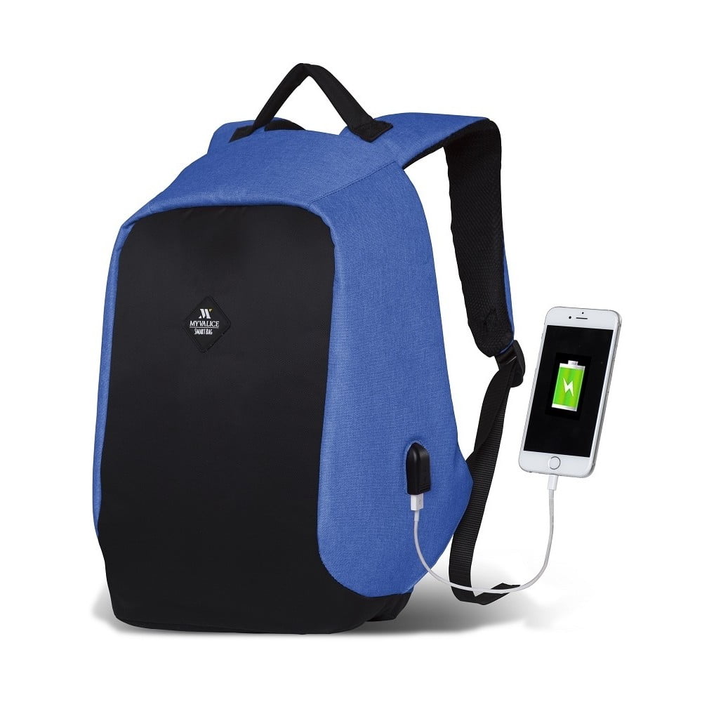Rucsac cu port USB My Valice SECRET Smart Bag, negru-albastru bonami.ro