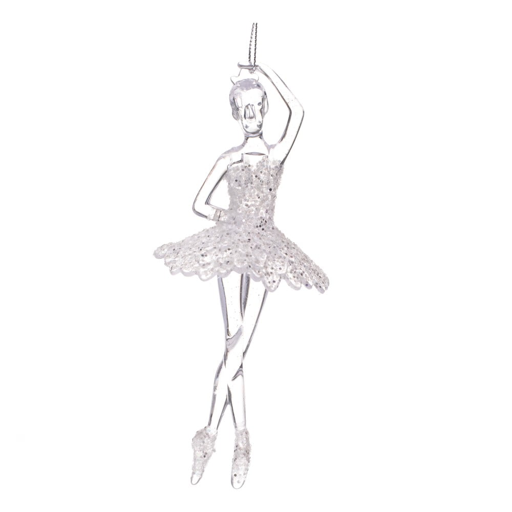 Decorațiune de agățat pentru bradul de Crăciun Dakls Ballerina, înălțime 17 cm, argintiu agățat pret redus