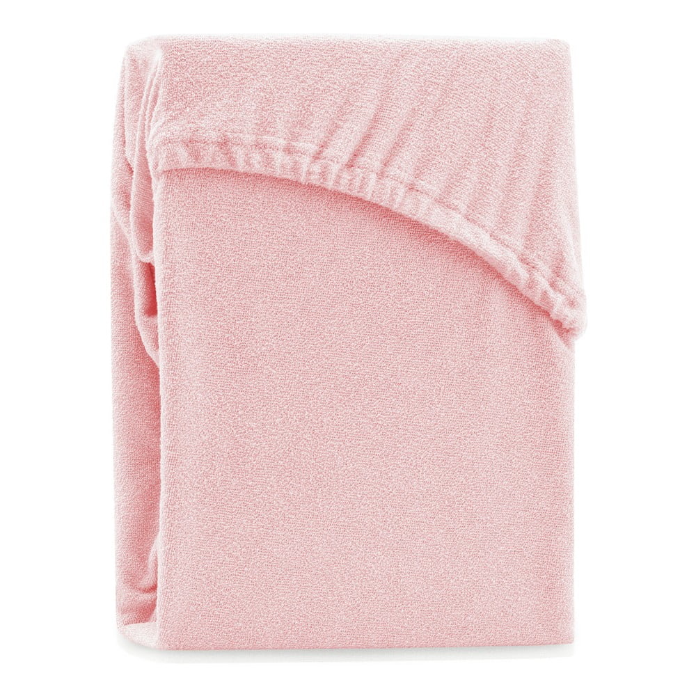 Cearșaf elastic pentru pat dublu AmeliaHome Ruby Siesta, 180-200 x 200 cm, roz deschis AmeliaHome imagine noua