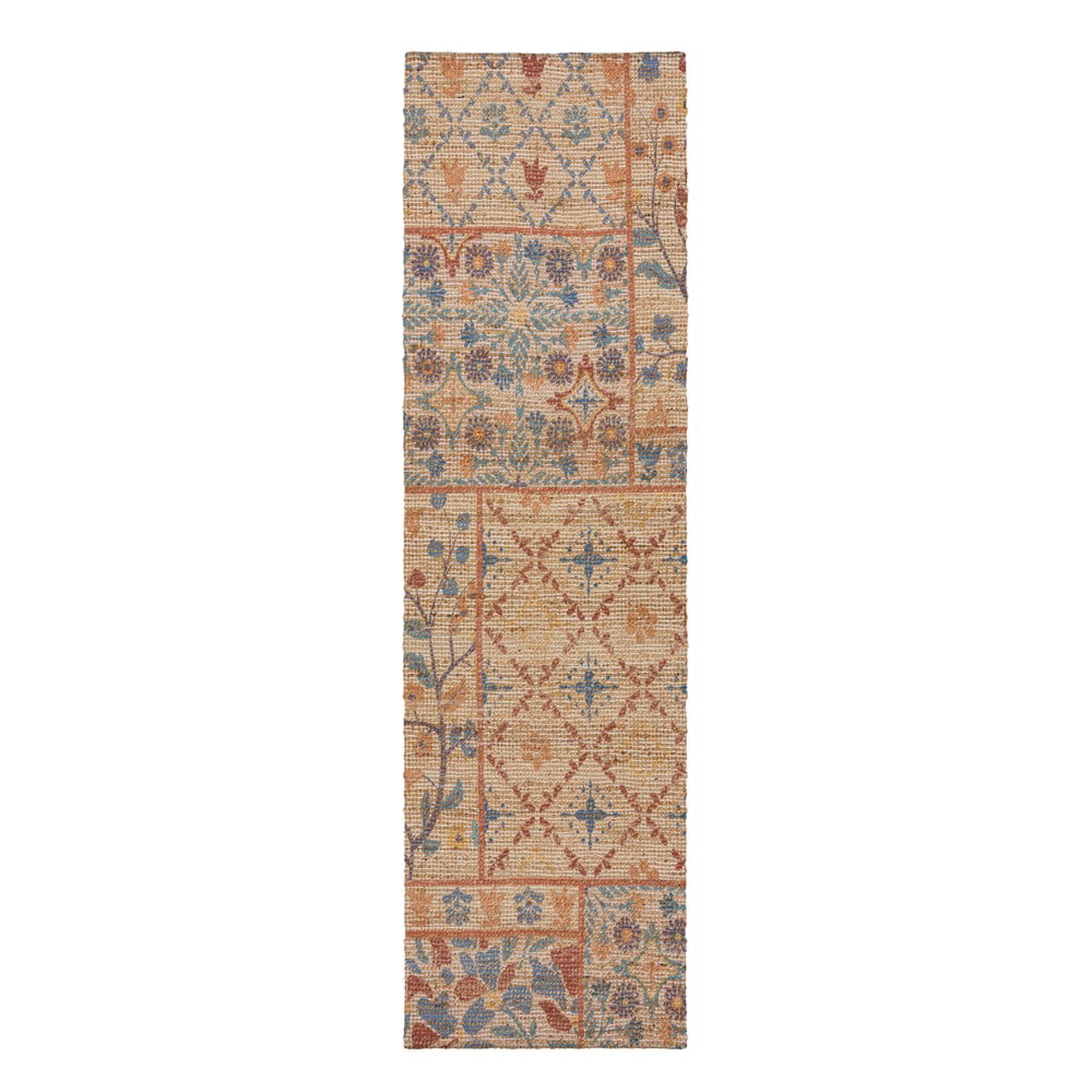 Covor tip traversă în culoare naturală țesut manual din amestec de iută 60x230 cm Taylor Patchwork – Flair Rugs