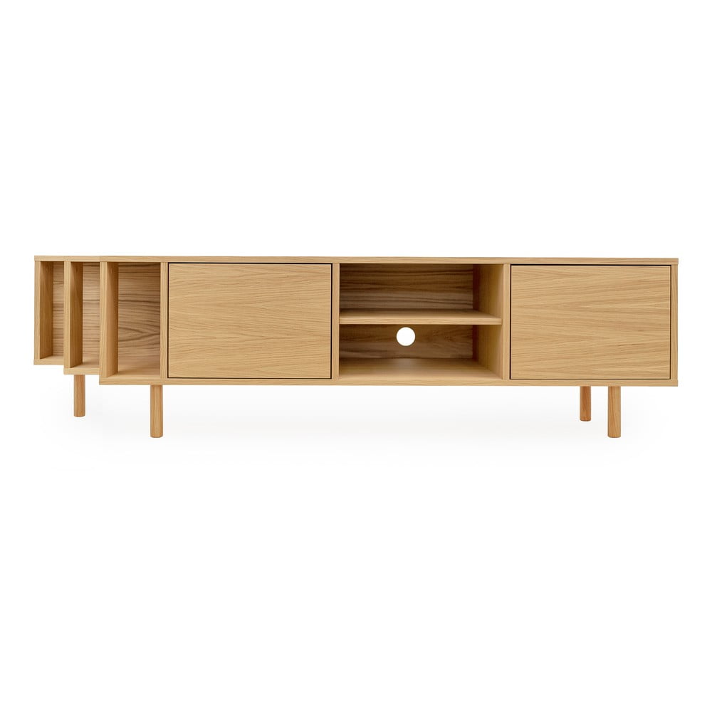 Comodă TV în culoare naturală cu aspect de lemn de stejar 189x50x44 cm Shift – Woodman