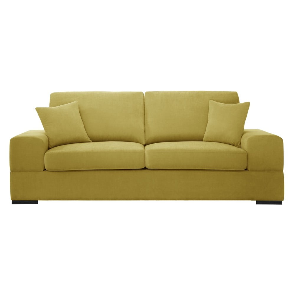 Canapea cu 3 locuri, extensibilă Jalouse Maison Dasha, galben muștar