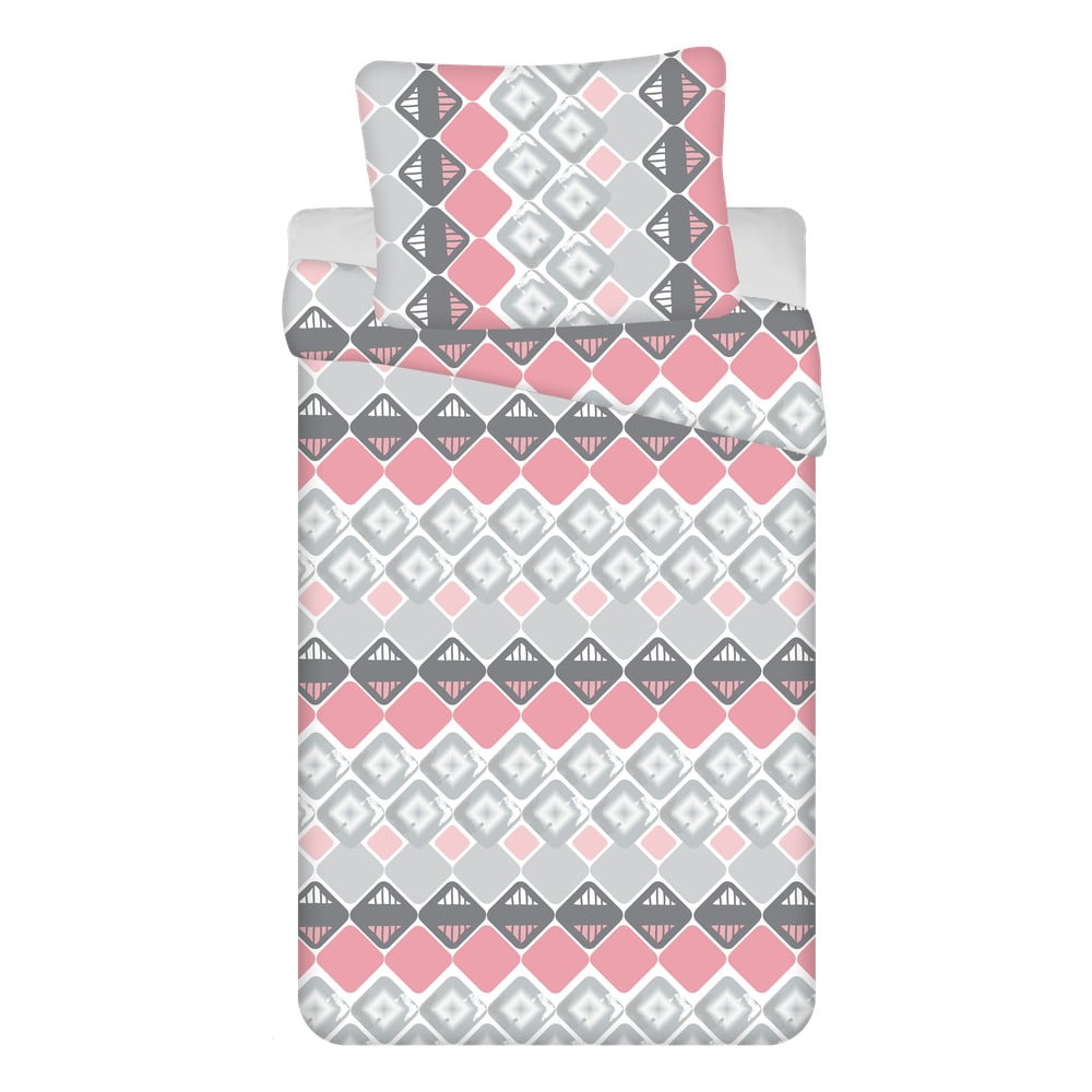 Lenjerie de pat din bumbac roz-gri din 4 piese 140×200 cm Dikona – Jerry Fabrics 140x200 imagine noua somnexpo.ro