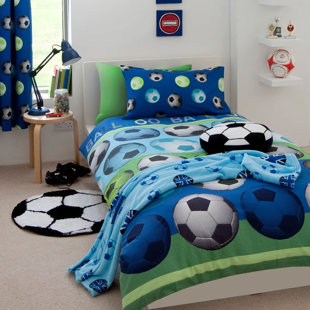Lenjerie de pat pentru copii Catherine Lansfield Football, 135 x 200 cm, albastru bonami.ro imagine noua