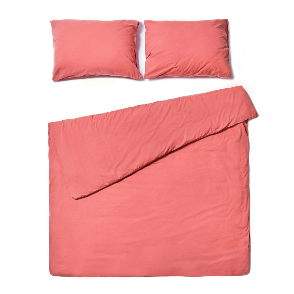 Lenjerie pentru pat dublu din bumbac Bonami Selection, 200 x 220 cm, roz corai 200 imagine noua somnexpo.ro