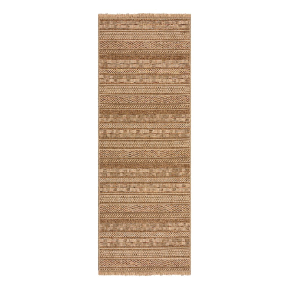 Covor tip traversă de exterior în culoare naturală 80x230 cm Farah Stripe – Flair Rugs