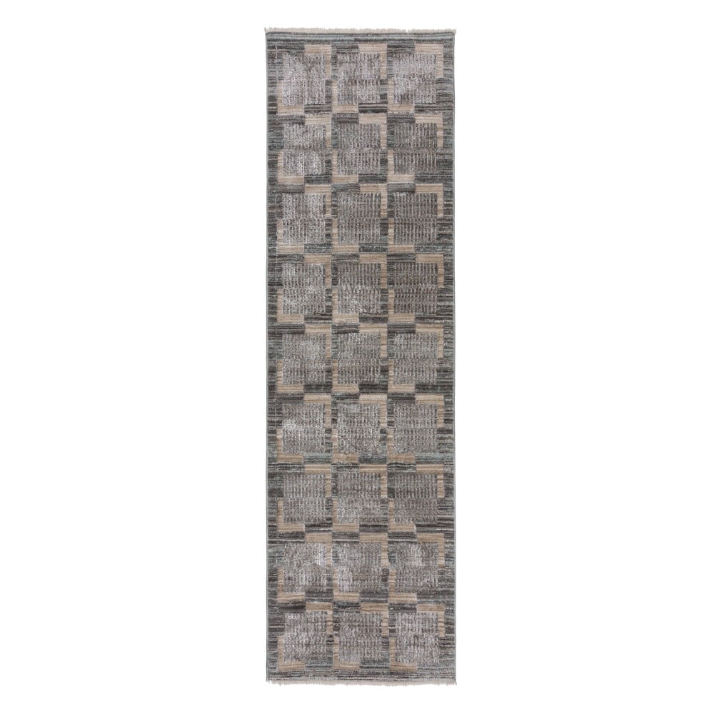 Covor tip traversă gri/bej 66x240 cm Evelyn Blocks – Flair Rugs