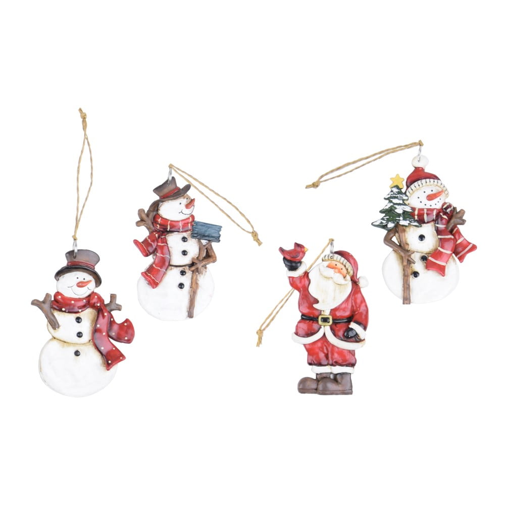  Set de 4 ornamente cu Moș Crăciun și oameni de zăpadă Ego Dekor 