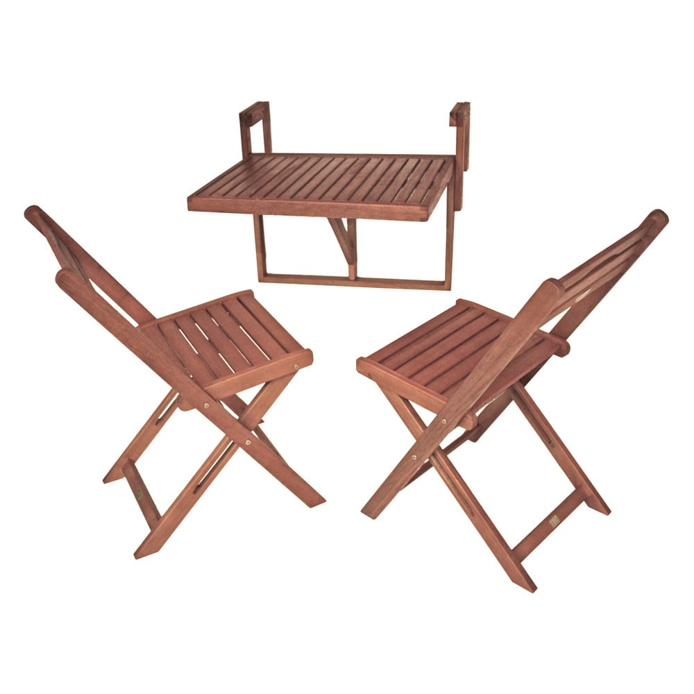 Set 2 scaune și masă suspendată din lemn de eucalipt ADDU Balcony Berkeley ADDU imagine noua