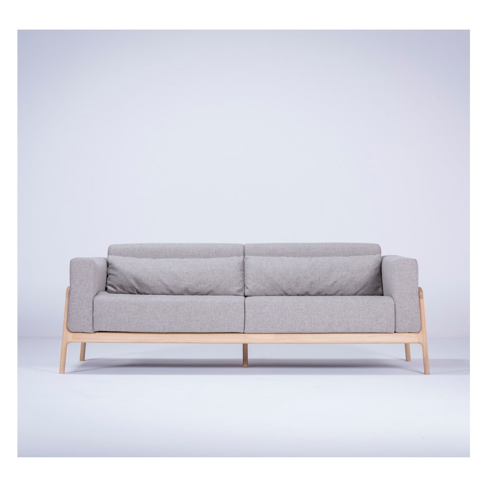 Canapea cu structură din lemn de stejar Gazzda Fawn, 210 cm, gri 210 imagine noua somnexpo.ro