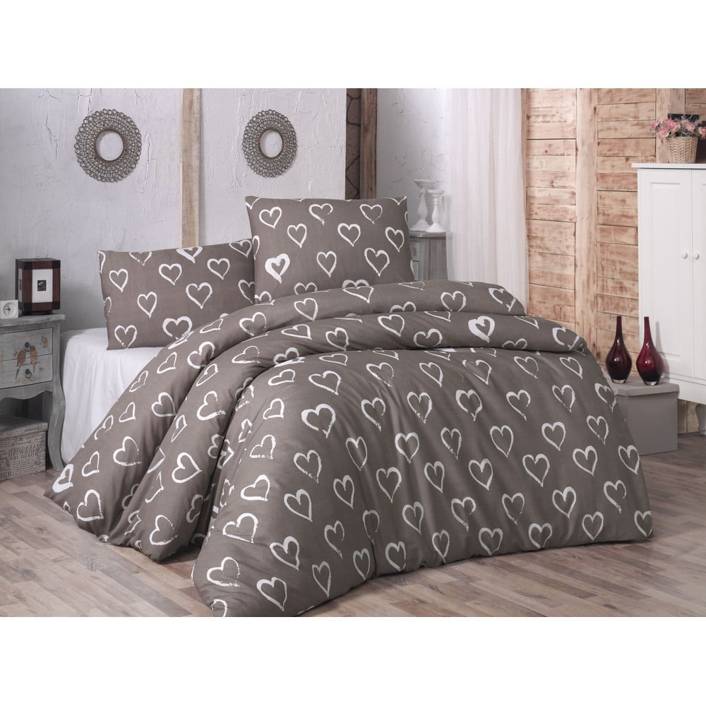 Lenjerie de pat cu cearșaf și fețe de pernă Hearts, 200 x 220 cm bonami.ro