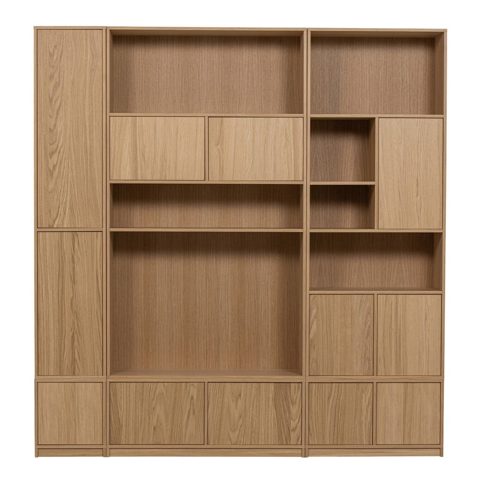 Bibliotecă modulară în culoare naturală cu aspect de lemn de stejar 217x243 cm Modulair – vtwonen