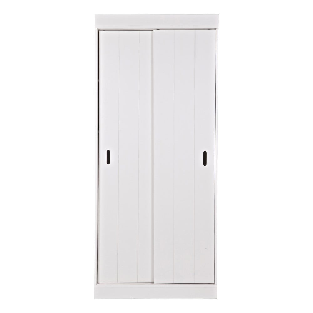Dulap din lemn cu uși glisante WOOOD Row, alb alb