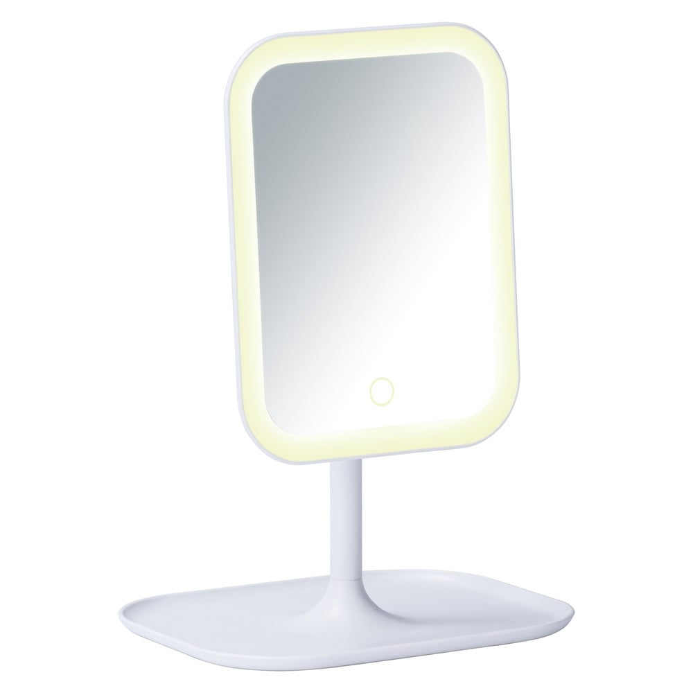 Oglindă cosmetică cu ancadrament LED Wenko Bertolio, alb bonami.ro