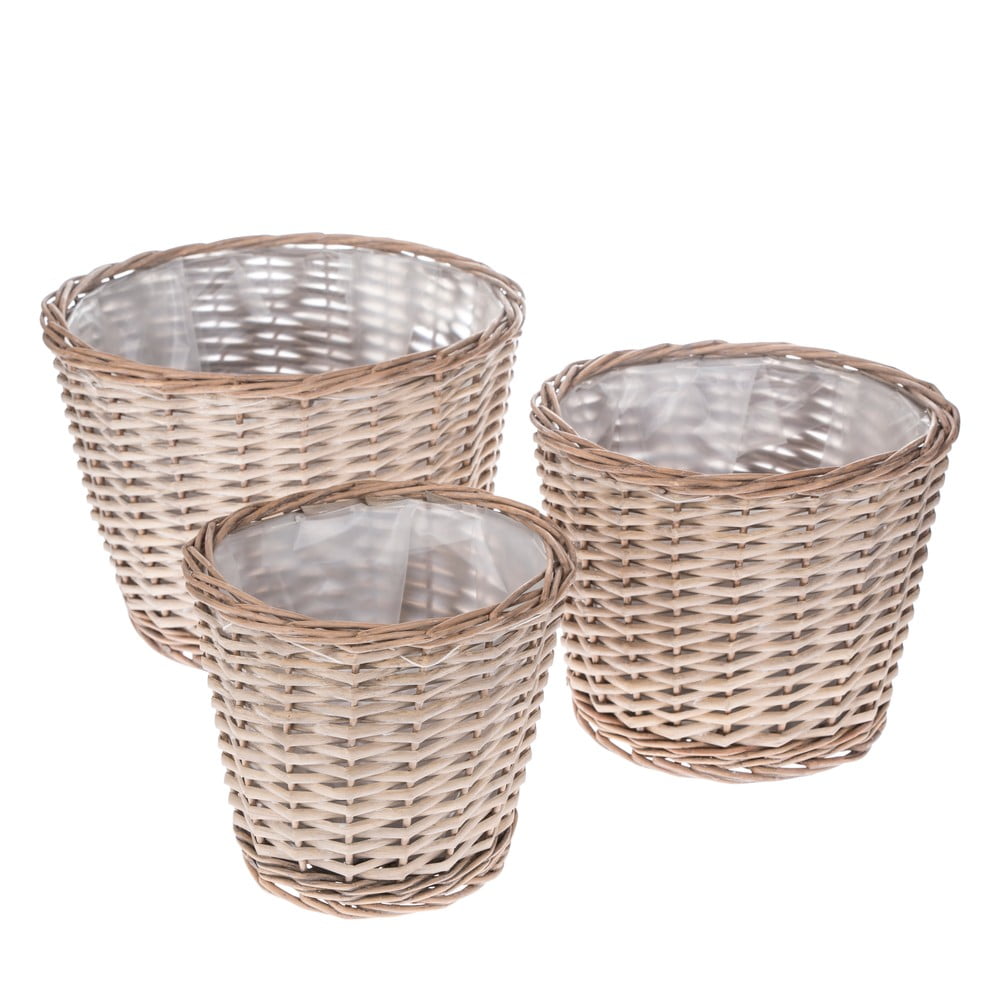 Set 3 ghivece din răchită dakls basic