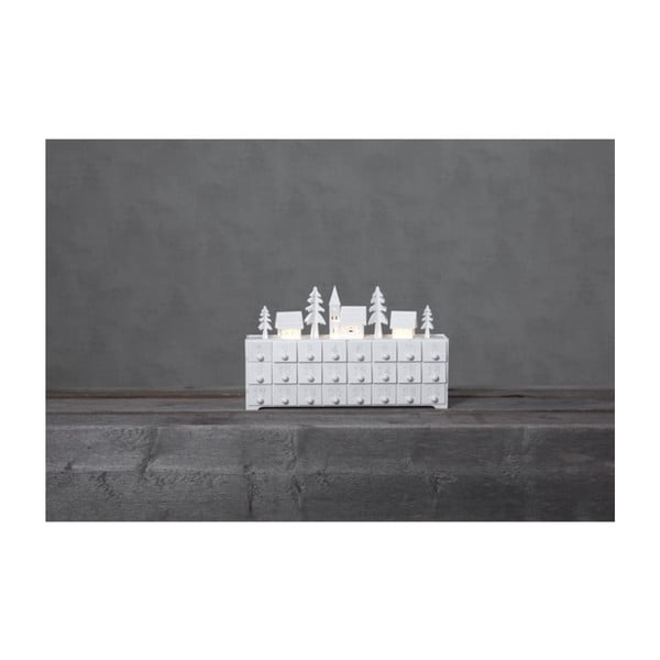 Calendar advent cu iluminare Star Trading Yuletide, alb, lungime 38 cm