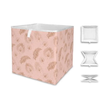 Cutie depozitare din microfibră butter kings boho leaves, 32 l, roz