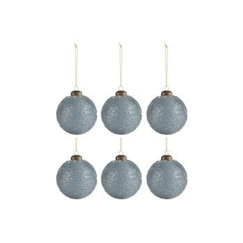 Set 6 globuri pentru crăciun j-line sugar, ø 8 cm, albastru - gri