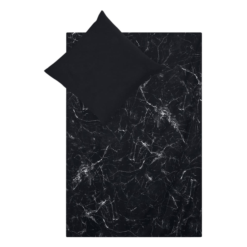 Lenjerie de pat din bumbac percale westwing collection malin, 155 x 220 cm, negru