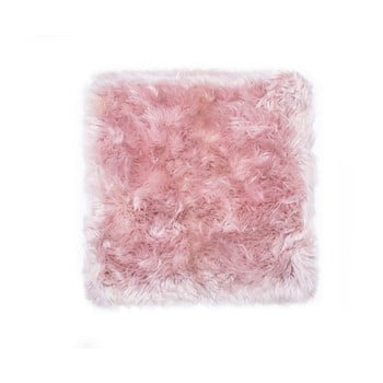 Covor pătrat din blană de oaie Royal Dream Zealand Square, 70 x 70 cm, roz