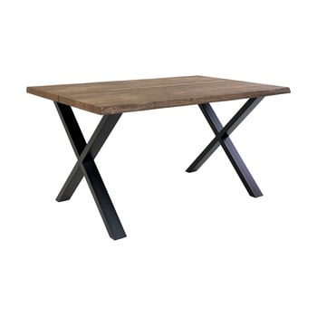 Masă dining cu blat din lemn masiv de stejar house nordic toulon smoked, 140 x 95 cm