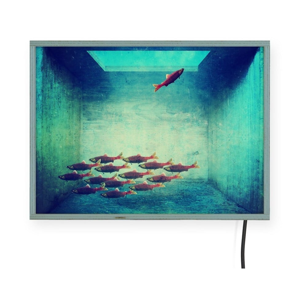 Poza Decoratiune pentru perete cu lumini LED Surdic Free Fish, 40 x 30 cm