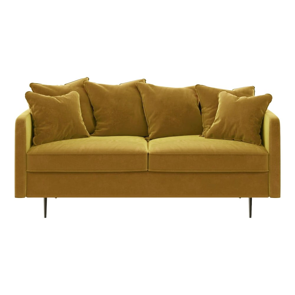 Canapea cu tapițerie din catifea Ghado Esme, 176 cm, galben închis – miere bonami.ro imagine 2022