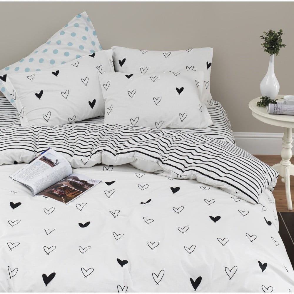 Lenjerie de pat cu cearșaf din bumbac ranforce, pentru pat dublu Mijolnir Eveline White, 200 x 220 cm bonami.ro imagine 2022