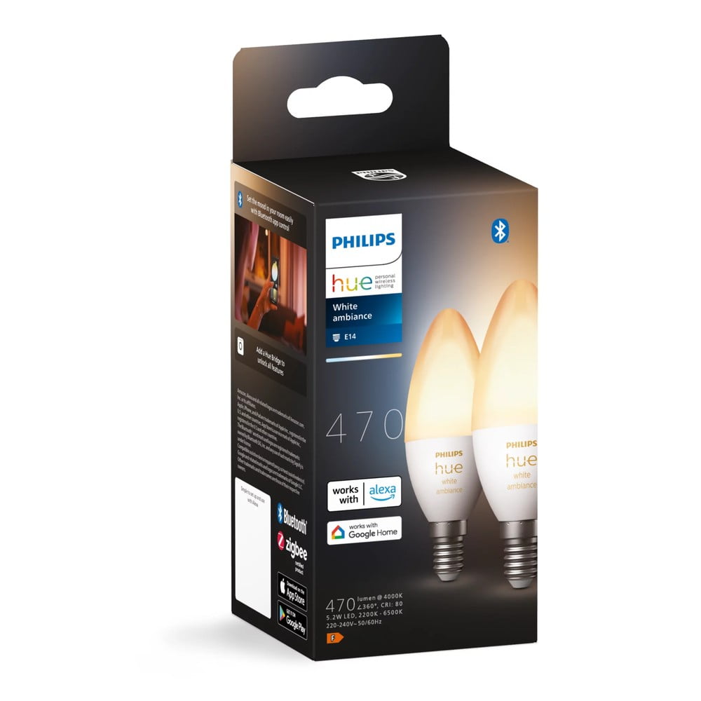 Becuri smart LED E14, 2 buc. 5 W White ambiance – Philips Hue