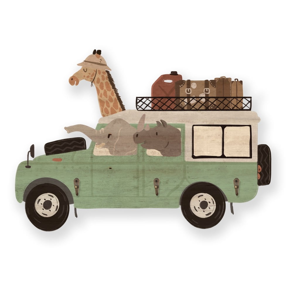 Cuier De Perete Verde Pentru Copii Safari Van – Little Nice Things