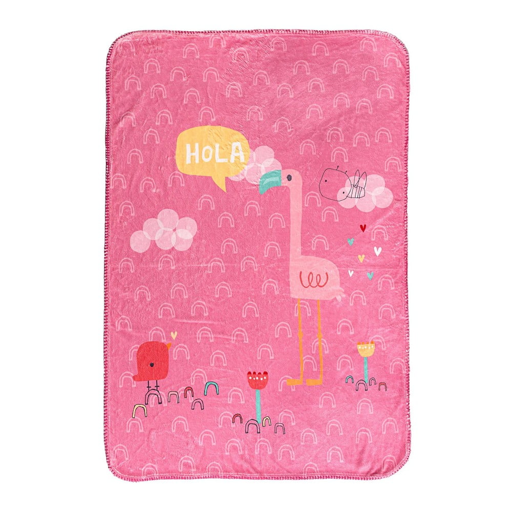 Pătură pentru copii roz din microfibră 140×110 cm Hola – Moshi Moshi 140x110 pret redus