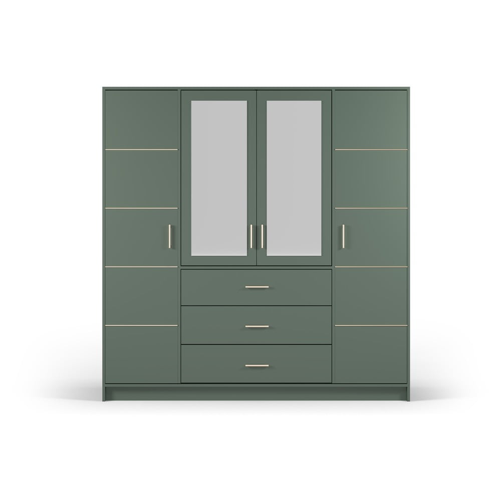 Dulap verde cu oglindă 196×200 cm Burren – Cosmopolitan Design 196x200