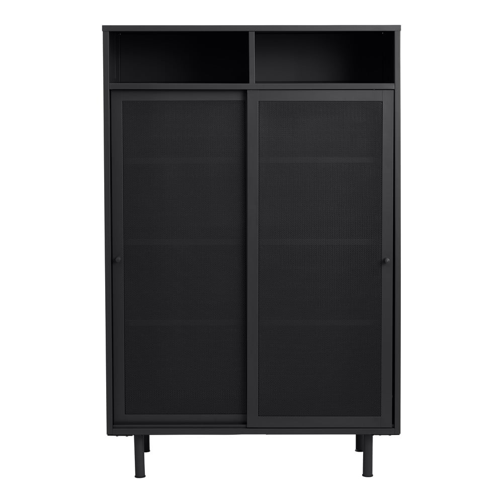 Dulap negru din metal cu ușă glisantă 90x140x40 cm Veep – Unique Furniture