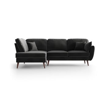 Colțar din catifea cu șezlong pe partea stângă my pop design auteuil, gri antracit