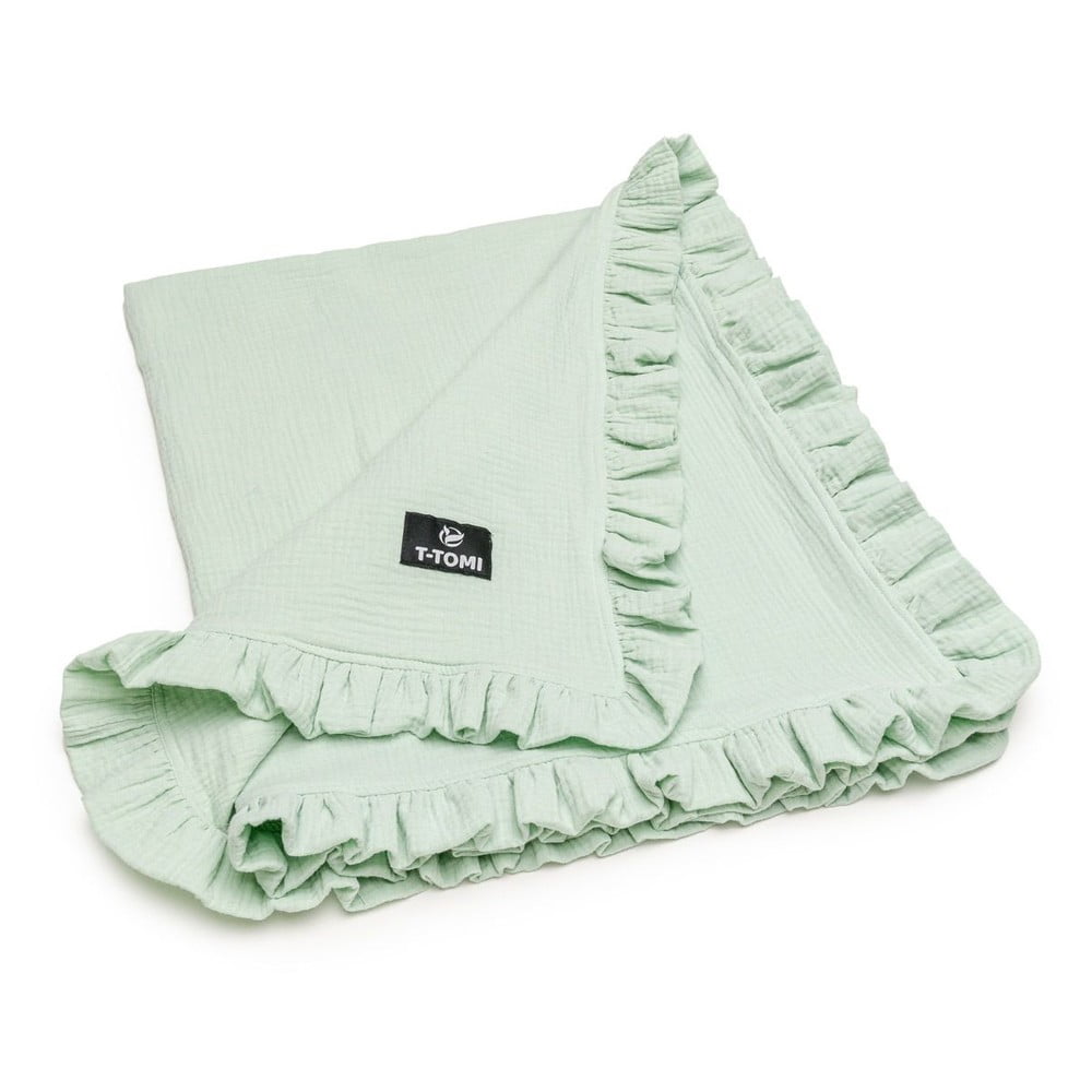 Pătură pentru copii verde-mentă din muselină 80x100 cm – T-TOMI 