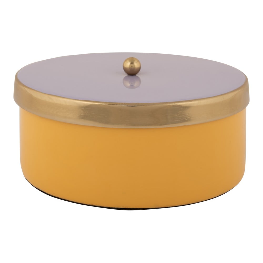 Cutie de depozitare galbenă din metal decorativă ø 16x6 cm Double Funky – PT LIVING