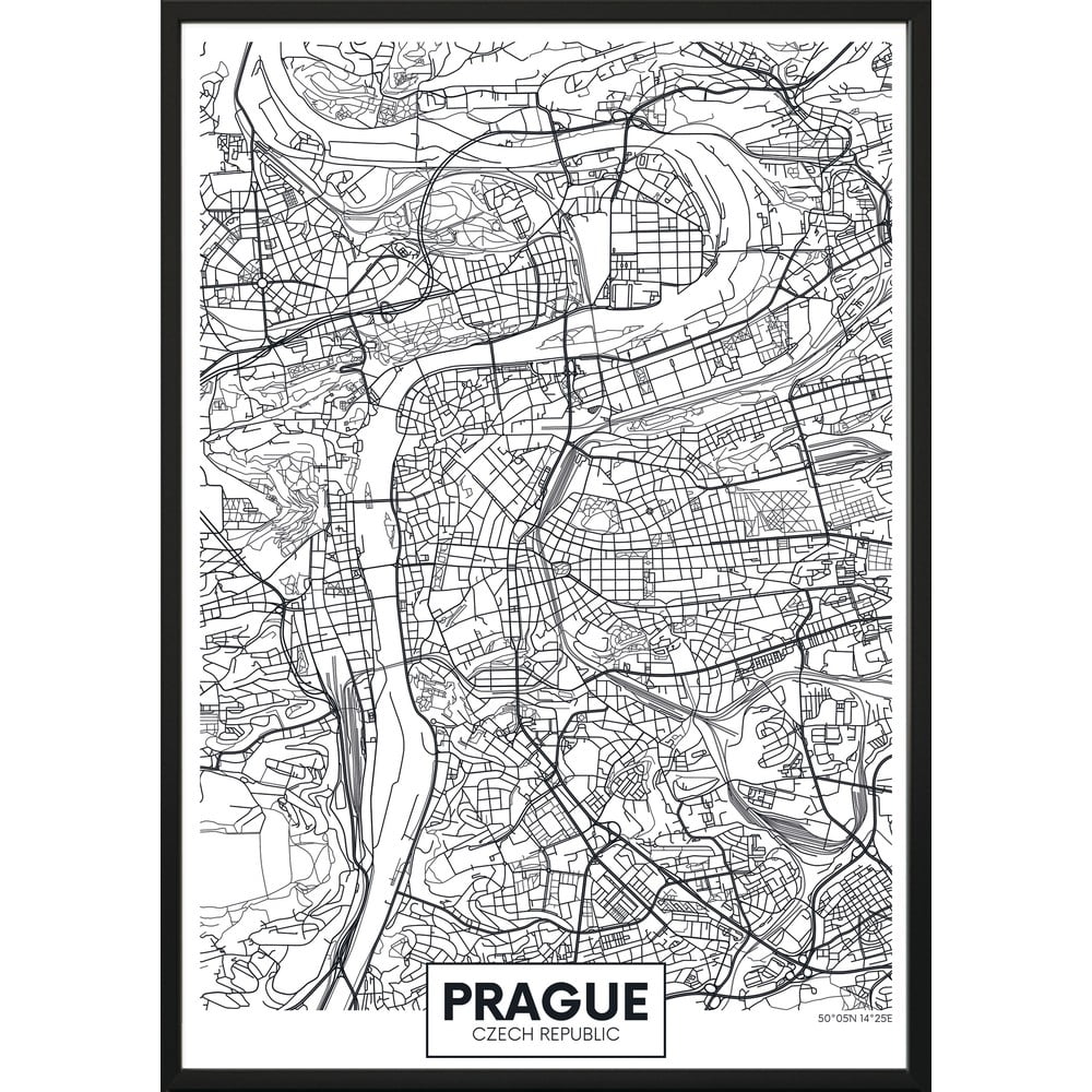 Poster DecoKing Map Prague, 50 x 40 cm