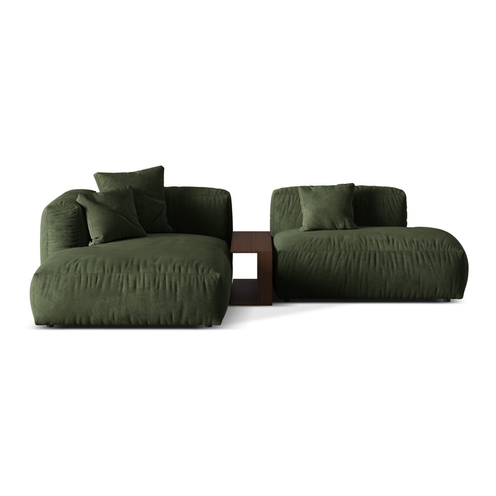 Colțar modular verde cu tapițerie din țesătură bouclé (cu colț pe partea stângă ) Martina – Micadoni Home