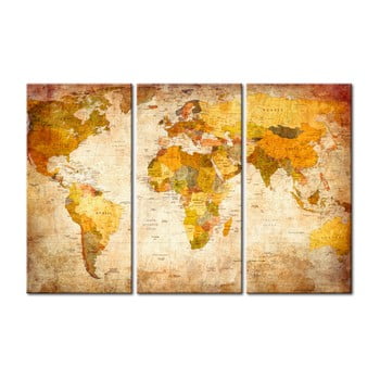 Avizier din mai multe piese cu harta lumii bimago antique travel, 120 x 80 cm
