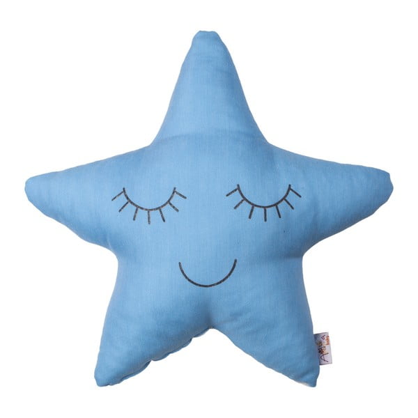 Pernă din amestec de bumbac pentru copii Mike & Co. NEW YORK Pillow Toy Star, 35 x 35 cm, albastru