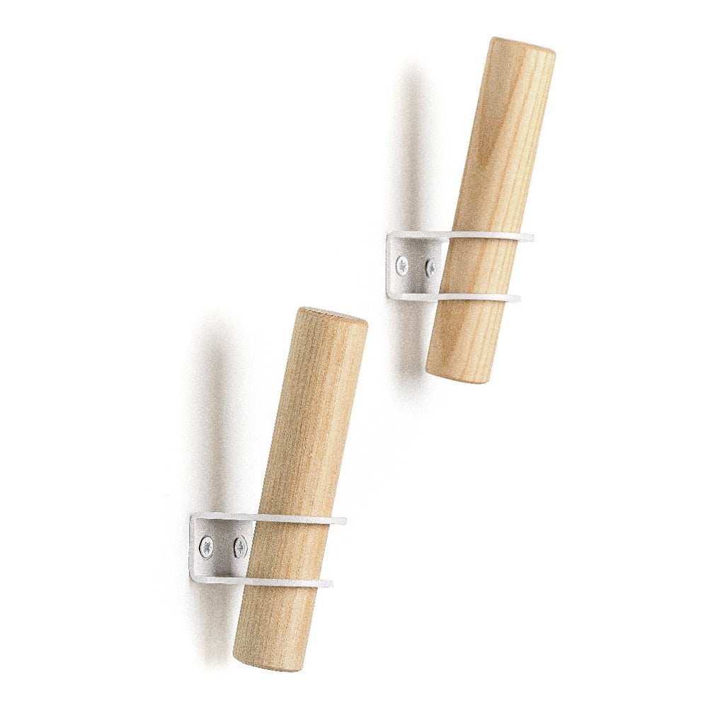 Set 2 cârlige de perete din lemn de frasin EMKO Torch, natural-alb bonami.ro imagine 2022
