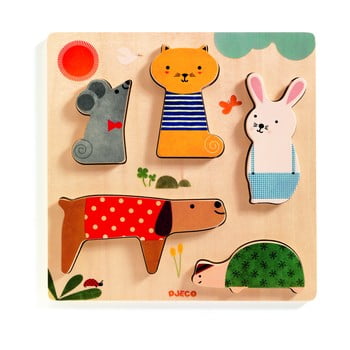 Puzzle din lemn djeco „animale de companie”