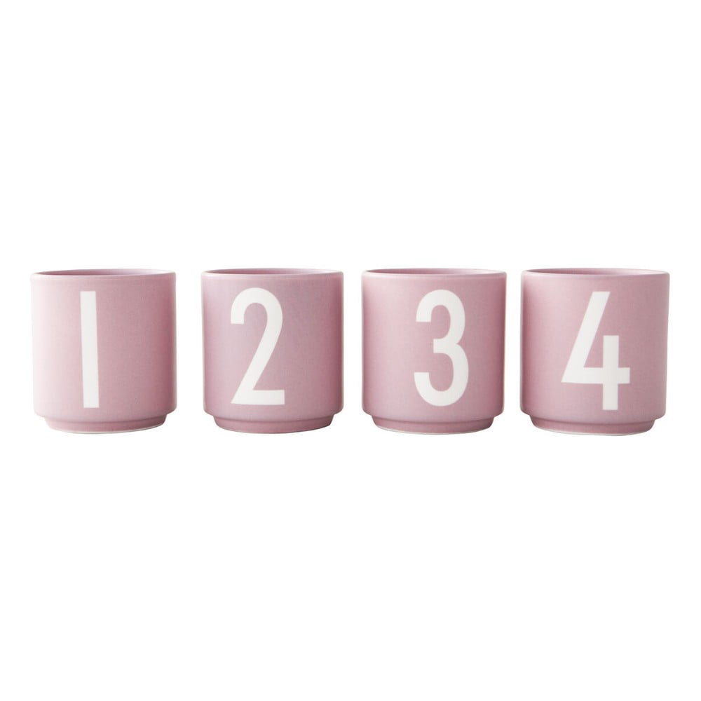 Set de 4 cești roz din imitație de porțelan Design Letters, 0,5 l 05
