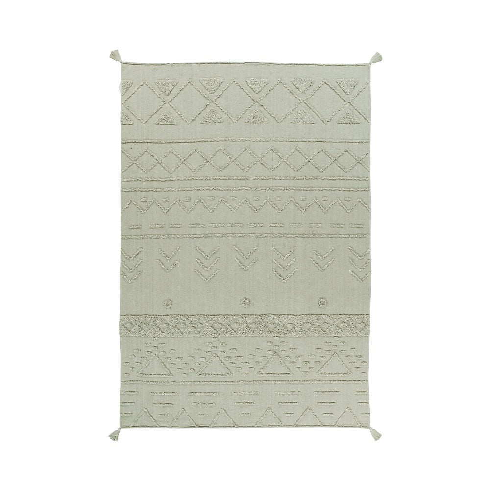 Covor verde deschis lavabil/țesut manual din bumbac 170x240 cm Tribu Olive – Lorena Canals