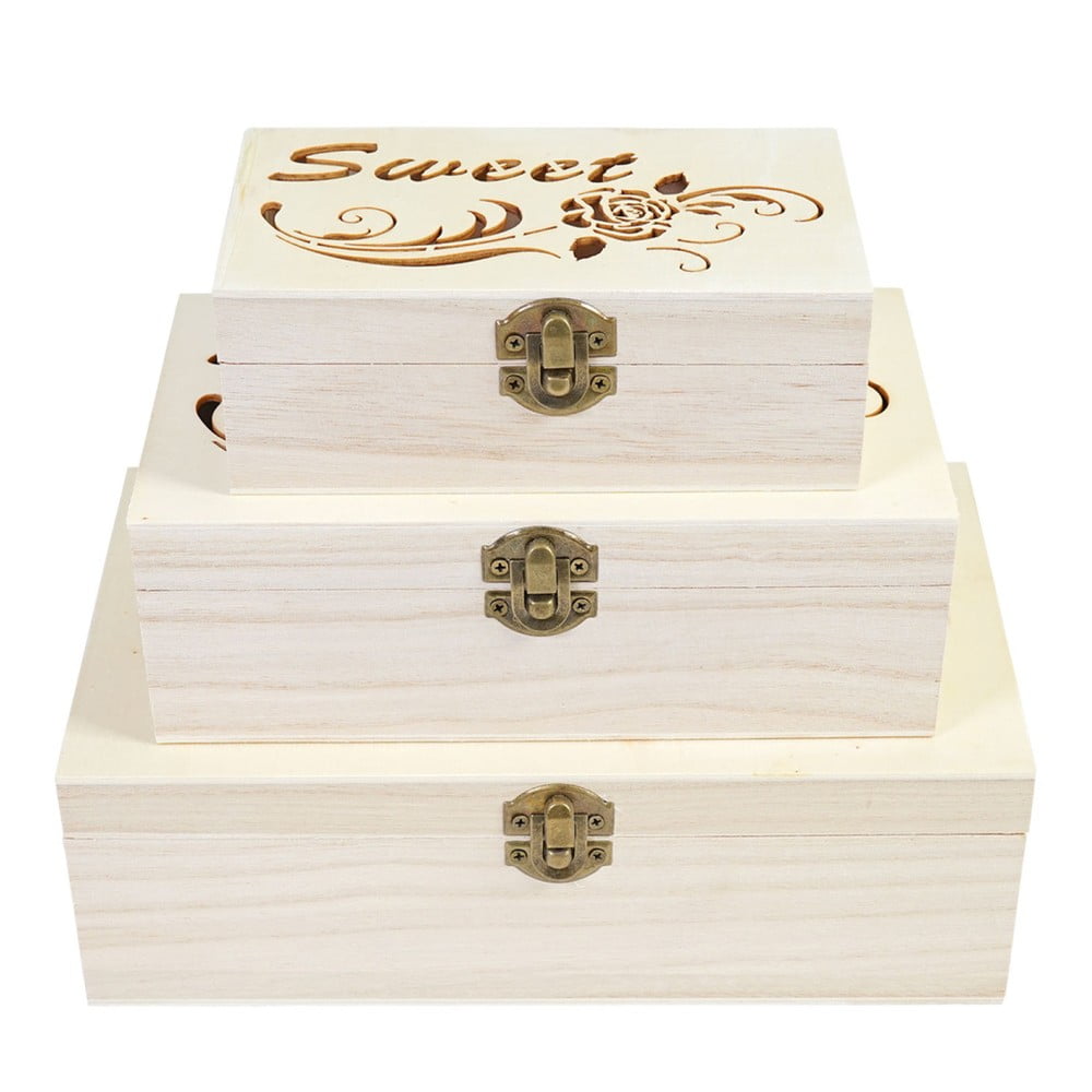  Set 3 cutii din lemn Mendler Shabby Sweet